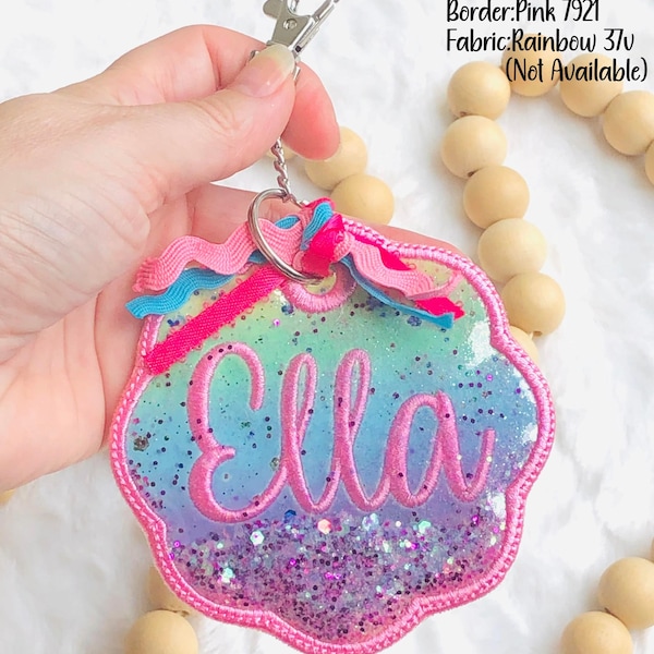 Personalize Fabric Bag Tag |  Embroidered Glitter Name Shaker |  Back to School | Backpack tag.