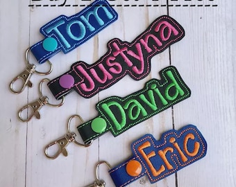 Personalized Embroidered Name Key chain, Luggage Tag, Back to School