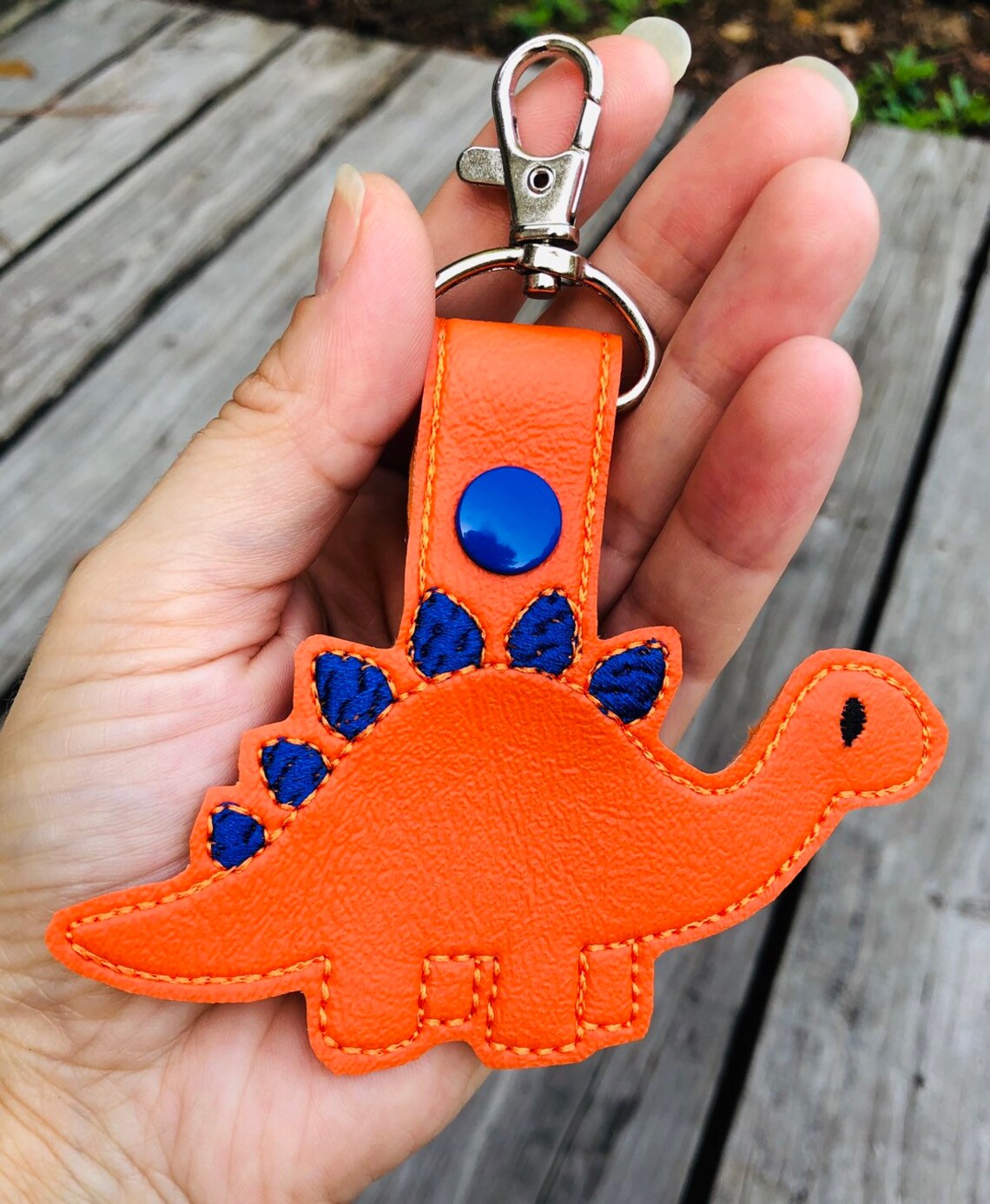 Dinosaur keychain. Embroidered dinosaur keychain. Dinosaur Etsy