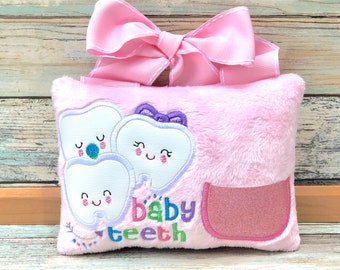Nr.241 Tooth fairy pillow, Embroidered  Pillow, Girls Pillow, Birthday gift, Baby shower gift, Personalized pillow, Monogrammed gift