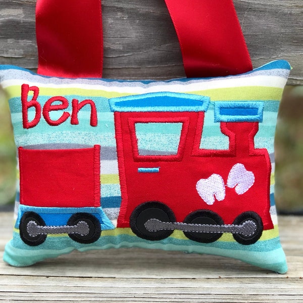 Train Tooth Fairy Pillow, Personalized Keepsake Bag, Size: 5x7 inch