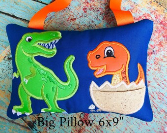 469 Dinosaur Tooth Fairy Pillow | Personalize Keepsake For Kids | Embroidered Tooth Bag size:6x9''