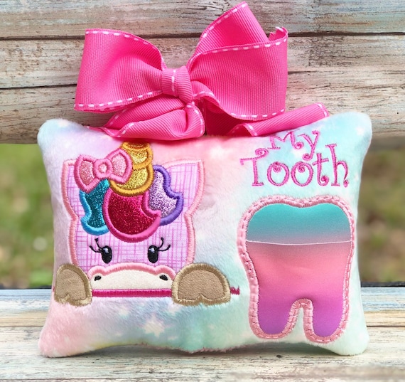 Nr 325 Unicorn Tooth Fairy Pillow Embroidered Tooth Pillow Etsy