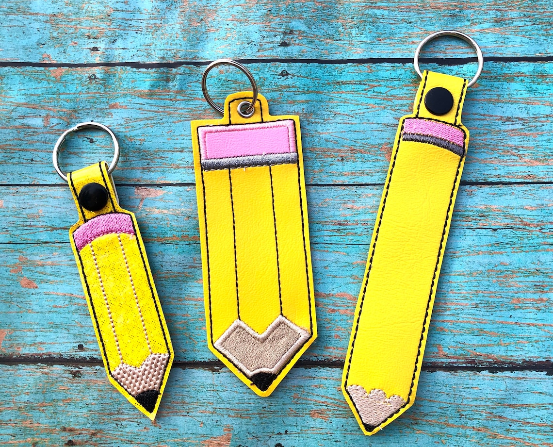 Back to School Keychain. Pencil Keychain. Apple Keychain. Bus Etsy