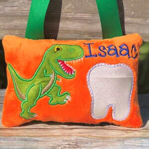 Nr.311 Dino Tooth Fairy pillow, T Rex Tooth Fairy Pillow, Personalized pillow, Birthday gift.