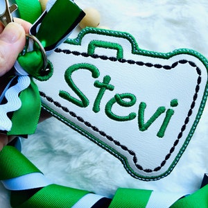 Personalized Cheer Megaphone Bag Tag | Embroidered Name Shaker | Back to School | Lunch box,
