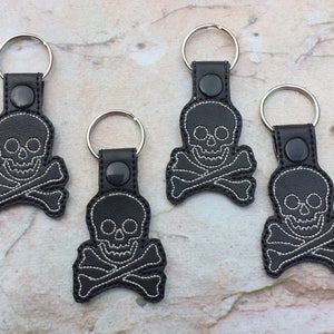 Skull key chain.Embroidered skull key chain.