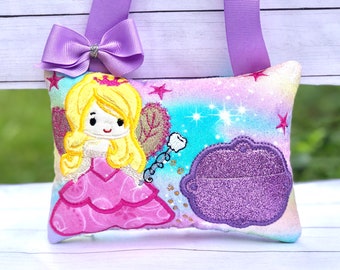 Ballerina tooth fairy pillow, Personalize pillow, Embroidered pillow
