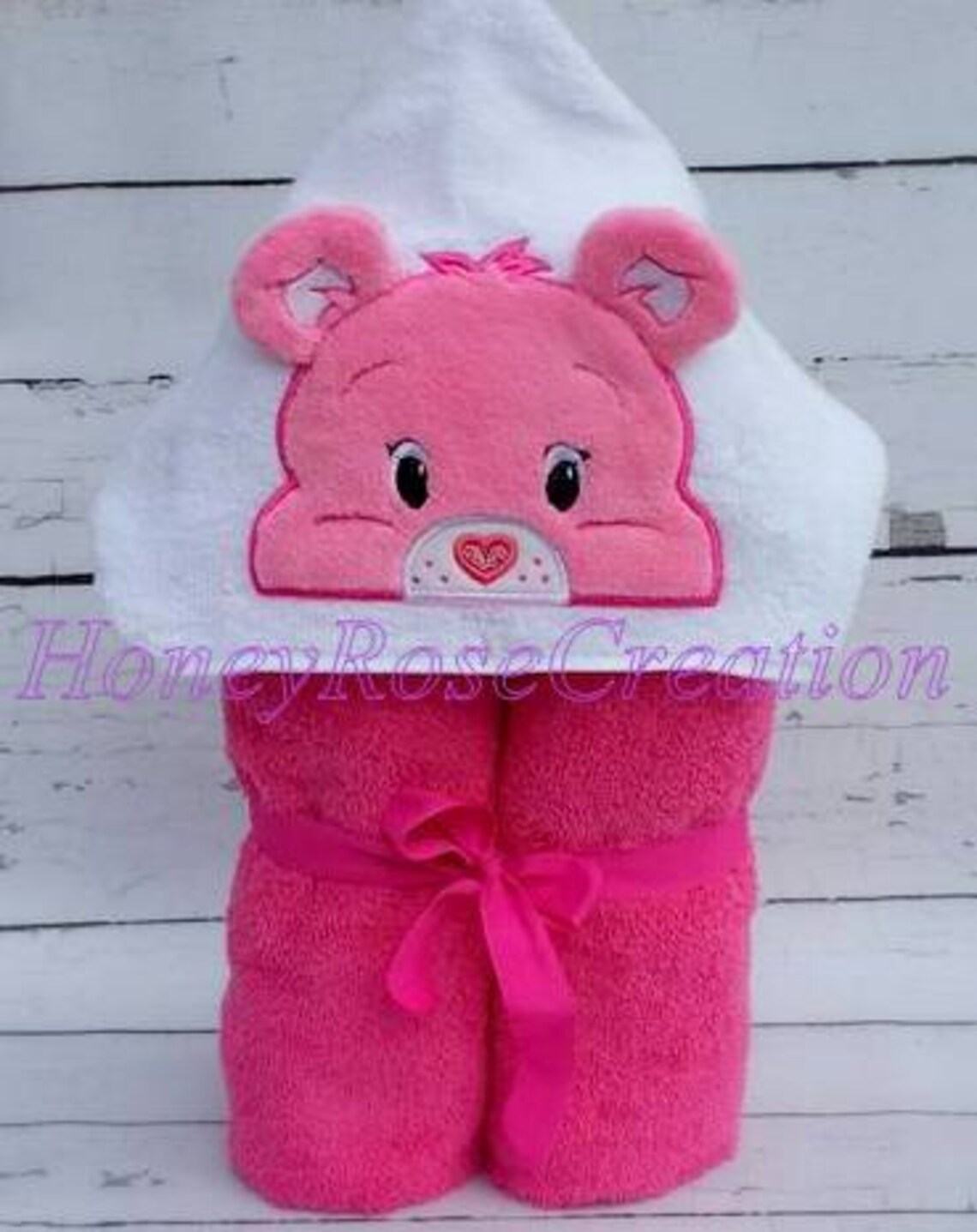 Bear Hooded Bath Towel. Care Bear Hooded Towel.Pink Bear. Etsy