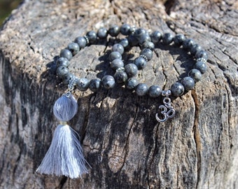 Pulsera Labradorita de AUM o AUM borla labradorita pulsera