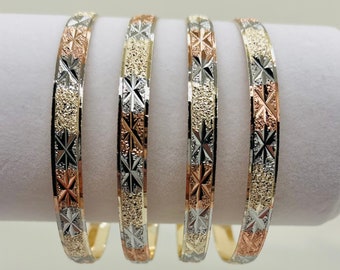 Bangle Bracelet, authentic Indian Bangle Bracelet, 6mm thick bracelet, set of four three tone bracelets, available in seven sizes