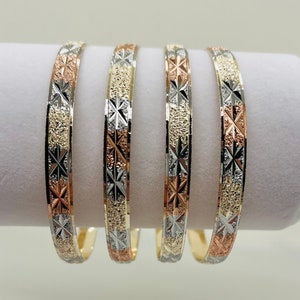 Bangle Bracelet, authentic Indian Bangle Bracelet, 6mm thick bracelet, set of four three tone bracelets, available in 7 sizes and bulk order