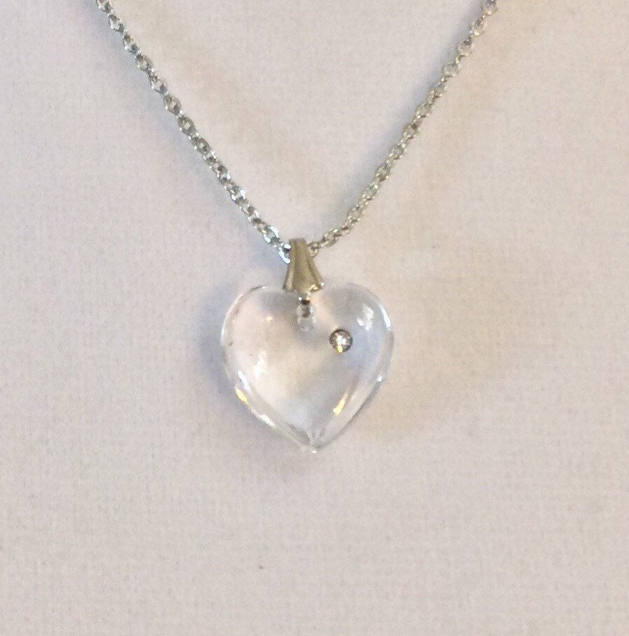 Details about / TOC Sterling Silver Clear Crystal Heart Earrings /& Pendant Necklace 18/" Set
