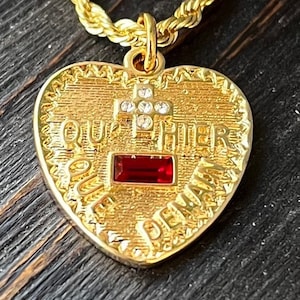 Plus qu’hier moins que demain, French pendant, love pendant, Swarovski rhinestone 18k bright gold plated pendant with French rope chain