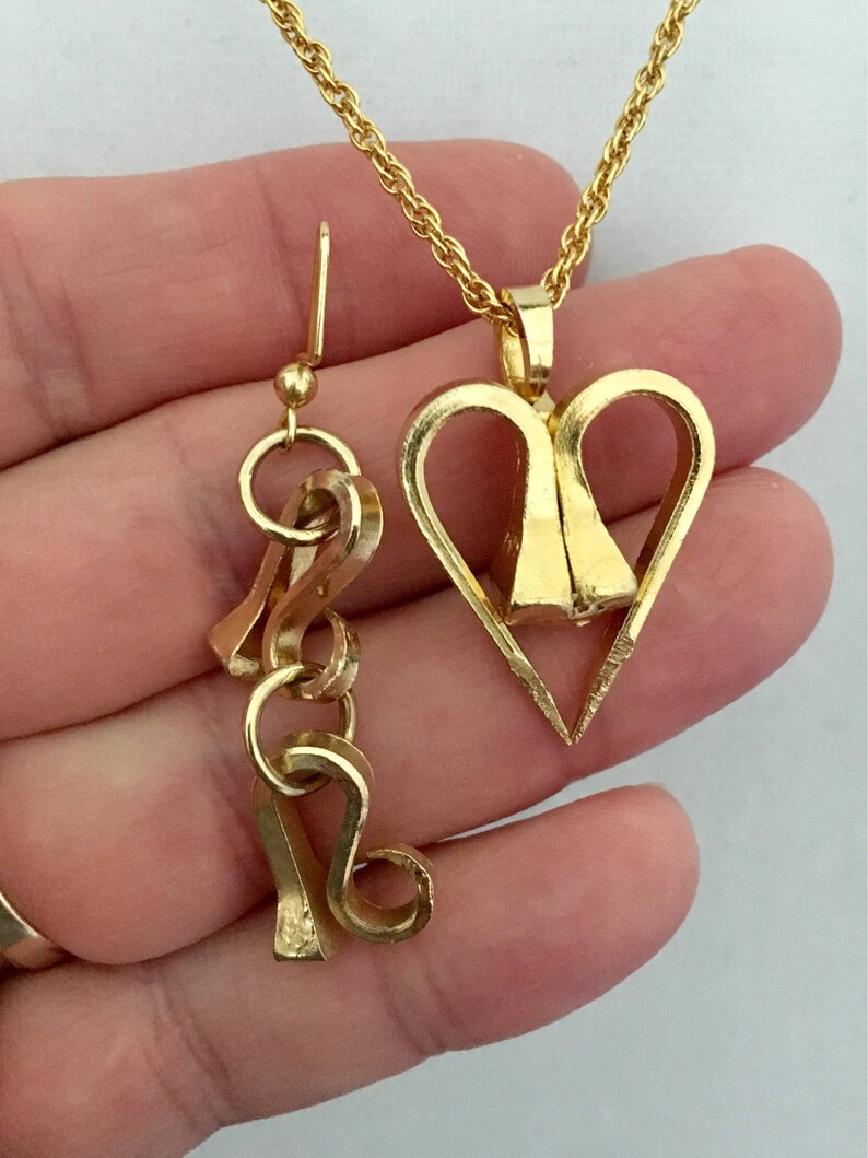 Horseshoe Nail Jewelry Mustad Horseshoe Nail Heart Necklace Etsy