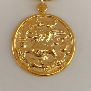 Dragon pendant, dragon necklace, Year of the dragon necklace, gold plated stamping with a 14k gold plated snake chain with lobster clasp