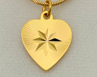 Choker necklace, heart pendant, heart necklace, 14k gold plated heart pendant with a 14k gold plated snake chain
