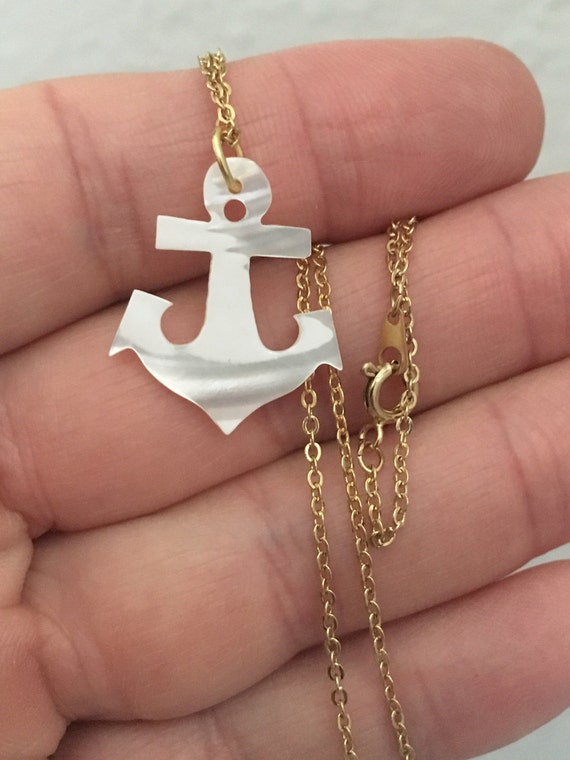 Mother of Pearl anchor, anchor pendant, mother of 