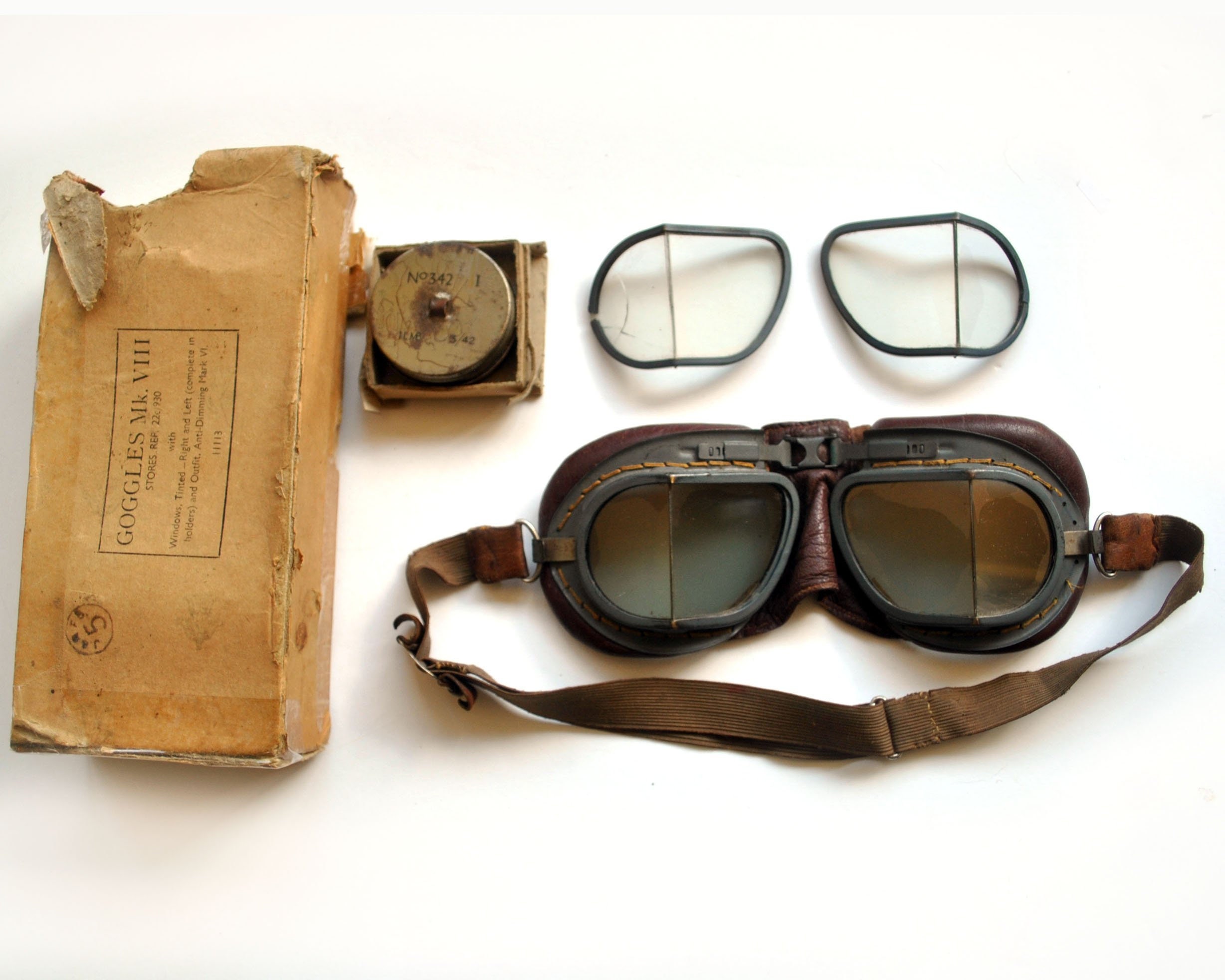 Vintage WWII Mark VIII RAF Pilot Goggles – 1943 Genuine British