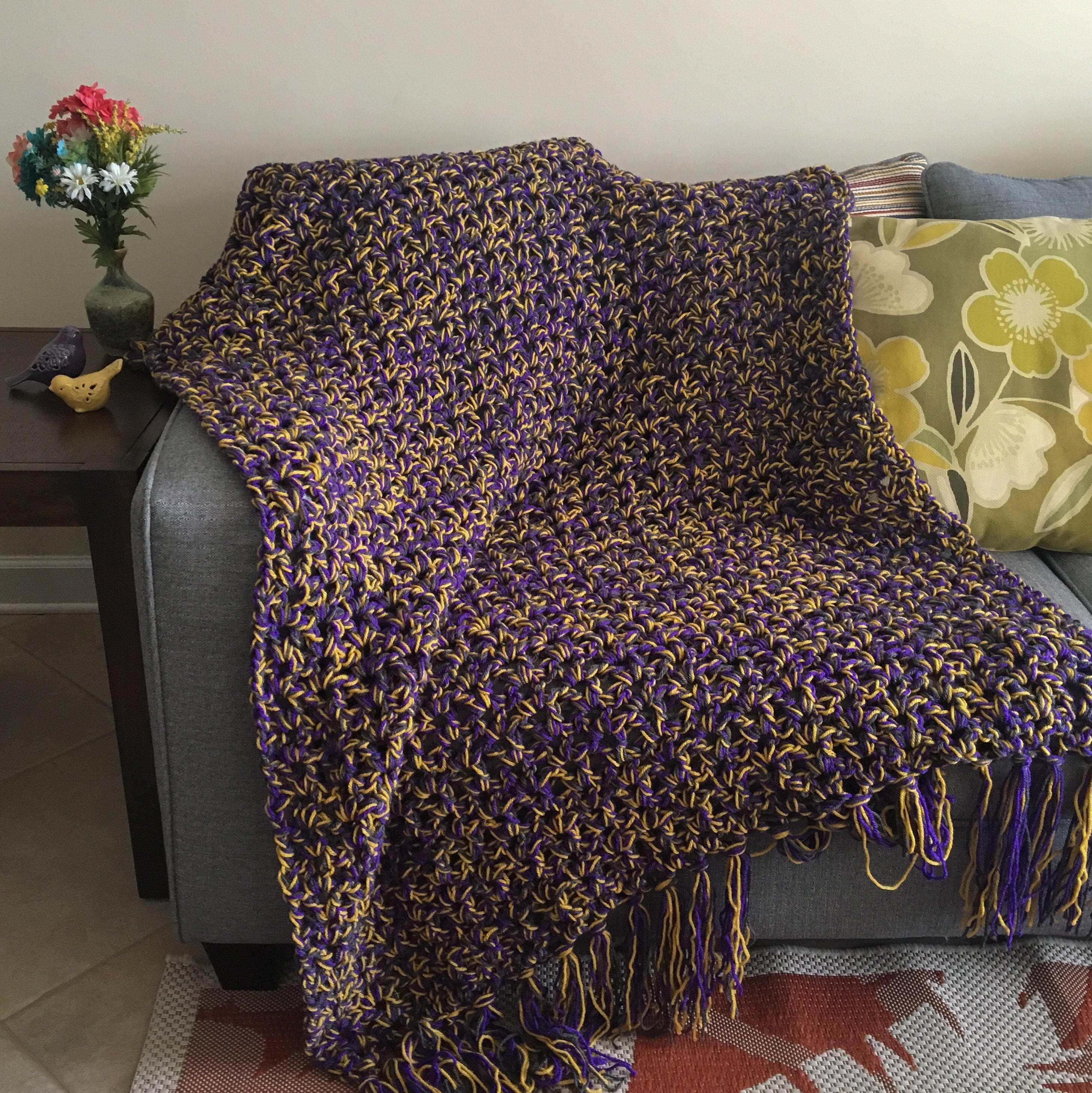 Chunky Blanket Crochet Throw Jumbo Yarn adult blanket Etsy