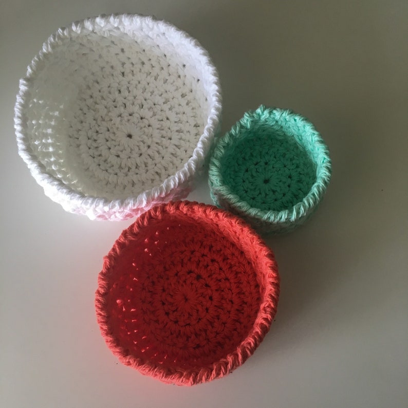 farmhouse Crochet nesting bowls crochet baskets neutral home decor