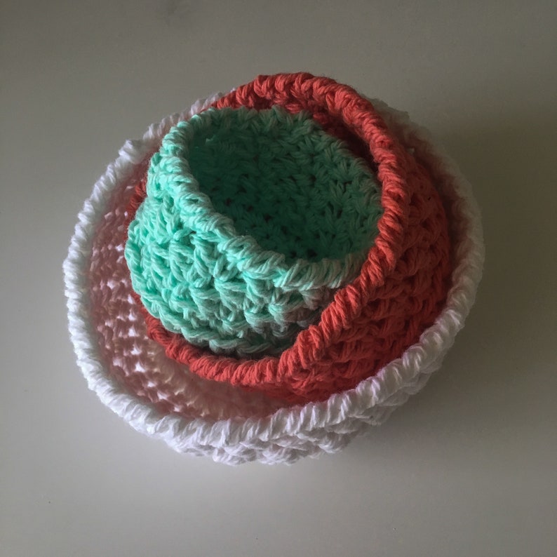 farmhouse Crochet nesting bowls crochet baskets neutral home decor
