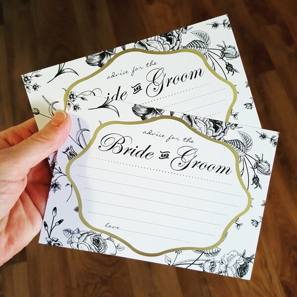 10x Advice for the Bride & Groom Cards - Black Floral