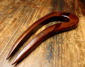 hair fork wood, dark nut, 13/11cm, hairpin wood, fork, wooden hairfork, wood hair fork, hairclip