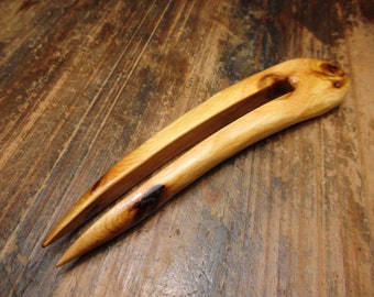 hair fork wood, juniper, 13/10.5cm, hairpin wood, fork, wooden hairfork, wood hair fork, hairclip