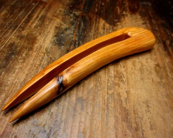 hair fork wood, yew, hairpin wood, 13/10.5cm, wooden hairfork, wood hair fork, hairclip