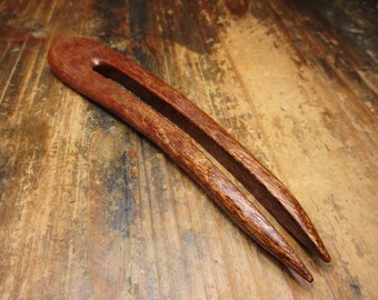 hair fork wood, mahogany, 13.5/11cm, hairpin wood, fork, wooden hairfork, wood hair fork, hairclip