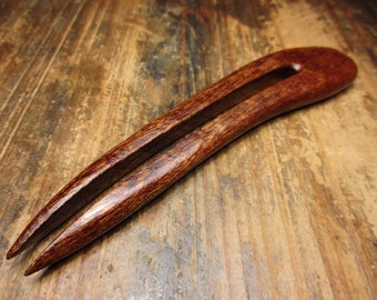 hair fork wood, mahogany, 13/11.5cm, hairpin wood, fork, wooden hairfork, wood hair fork, hairclip