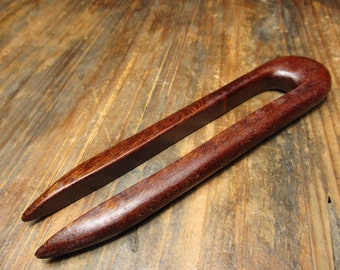 hair fork wood, mahogany, 13/11cm, hairpin wood, fork, wooden hairfork, wood hair fork, hairclip