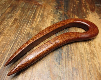 hair fork wood, mahogany, 13/11.5cm, hairpin wood, fork, wooden hairfork, wood hair fork, hairclip