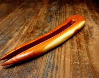 hair fork wood, yew, hairpin wood, 12.5/10cm, wooden hairfork, wood hair fork, hairclip