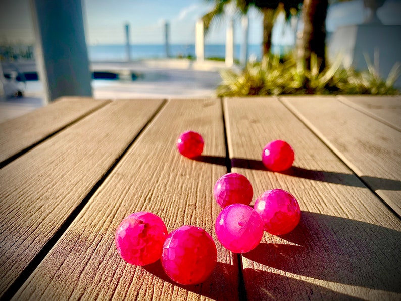 present gift 10 PINK RAW AGATE Balls grade A faceted 16mm with 1mm hole beads pack of