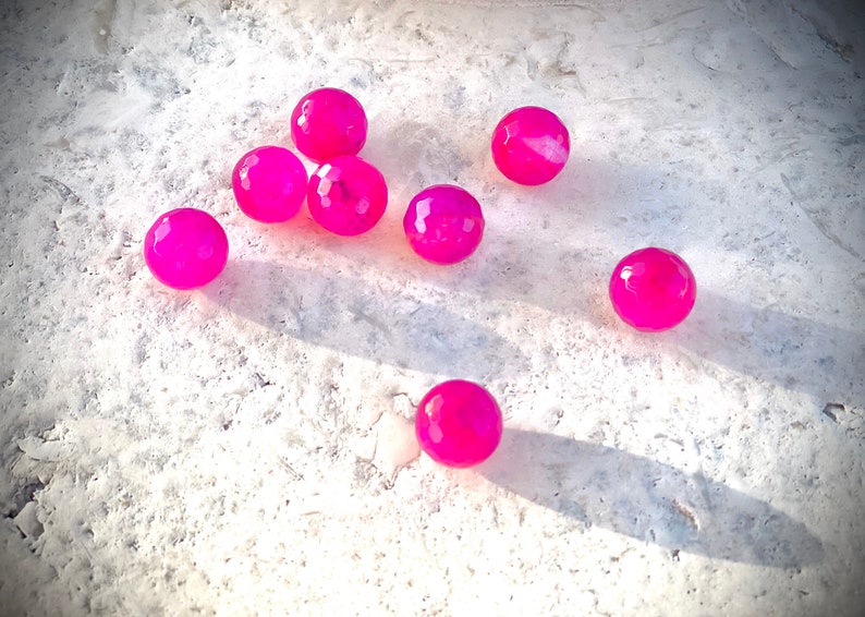 present gift 10 PINK RAW AGATE Balls grade A faceted 16mm with 1mm hole beads pack of