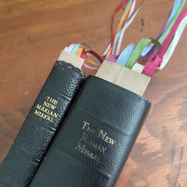 Handmade Silk Missal Ribbons Bookmark: Catholic Book Insert (7mm ...