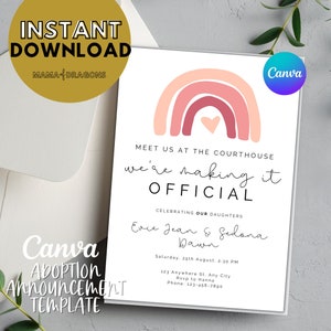 Meet Us At the Courthouse We're Making It Official Adoption Announcement Template, Canva Template, Editable Adoption Announcment