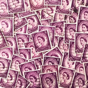 Lila, gebrauchte, britische 3D wilde Briefmarken aus Papier für Collage, Briefmarken-Sammeln, Decoupage, Kunststempel und Basteln