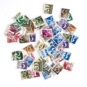 50 x GB Porto TO PAY - gebraucht - verschiedene Farben - Gemischte Werte - Vintage - für Scrapbooking - Preisetiketten - Journaling - Mail Art - Basteln