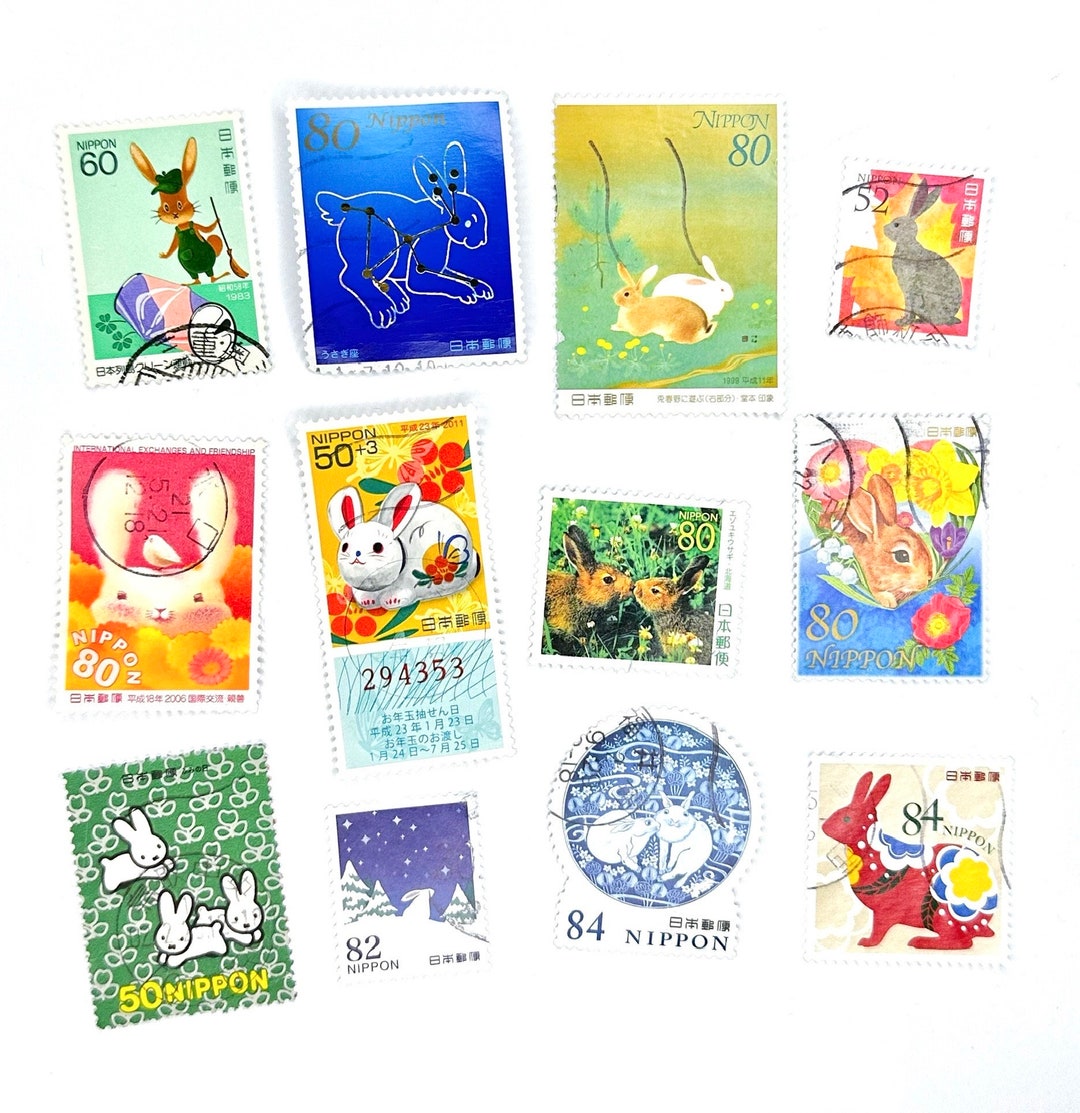 Joj Rabbit Stamps 12 X Japanese Bunny Rabbit Used Postage Stamps, off Paper, All ...