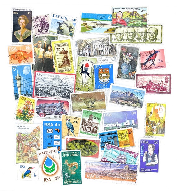 35 x used South Africa postage stamps all different off paper African RSA for collage stamp collecting scrapbooking crafts