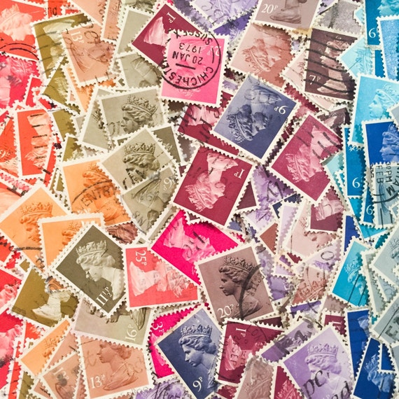 400 X Used Rainbow British Machin Postage Stamps off Paper for Collage, Stamp  Collecting, Mail Art, Stamp Art, Scrapbooking, Crafting 