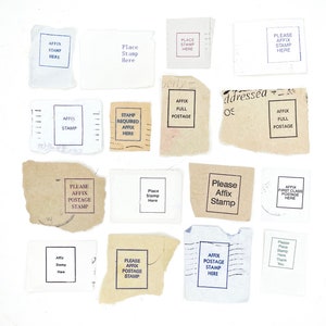 16 x echte Affix Stempelstücke - alle unterschiedlich - unter den Briefmarken! - Post-Ephemera - für Collage, Scrapbooking und Handwerk