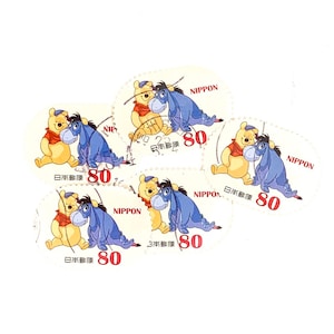 5 x Winnie the Pooh & Eeyore usados, sellos postales japoneses todos de papel - Burro - para la fabricación de tarjetas, artesanías, coleccionismo, estilo fotográfico