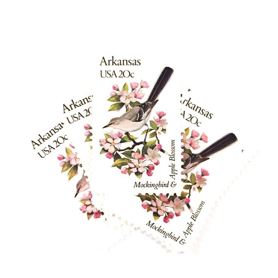 4 X Arkansas 20 Cent Mockingbird Apple Blossom UNused 1982