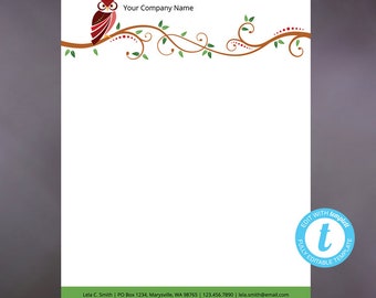 whimsical letterhead letterhead template diy custom etsy