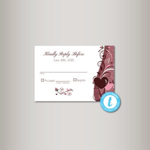Herz Blumen Hochzeit Antwort, Vorlage, günstige Einladung, druckbare Hochzeit Antwort, DIY, Sofort Download