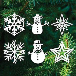 Christmas Tree Ornaments DXF Bundle, Glowforge Files, Laser Cut Pattern, Digital CNC Cut File, Metal Ornament SVG Art, Christmas Decor.